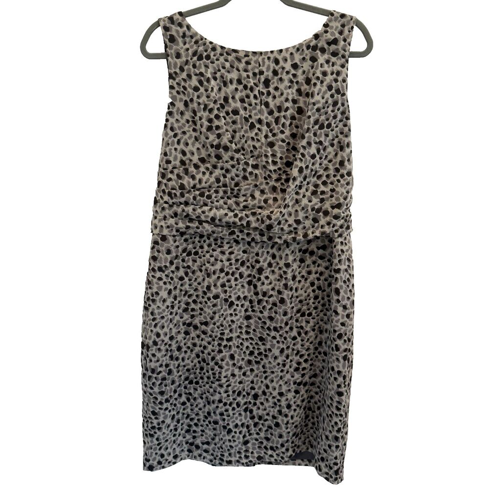 Ann Taylor Dress Gray Leopard Cheetah Animal Print Women's Sz 14 Career Timeless
